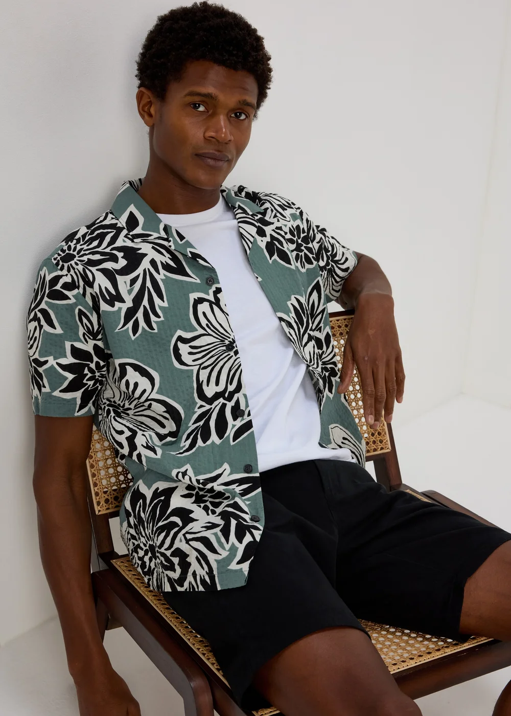 Khaki Oversized Leaf Shirt - Small Image 4