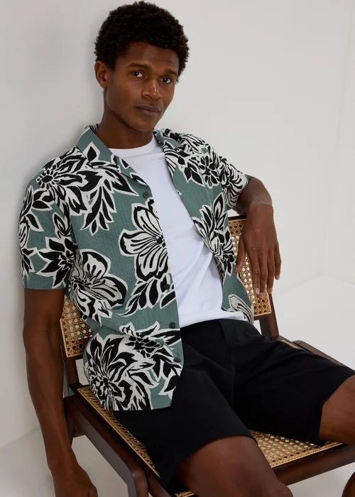 Khaki Oversized Leaf Shirt - Small Image 4