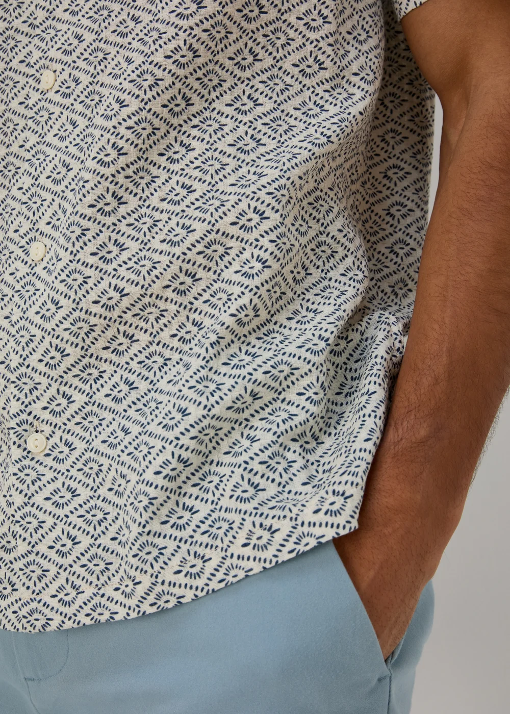 Ecru Geo Print Textured Shirt - S Image 5