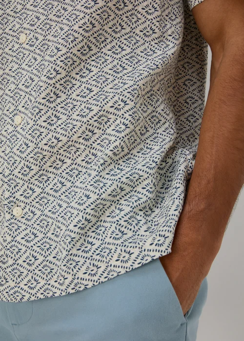 Ecru Geo Print Textured Shirt - S Image 5