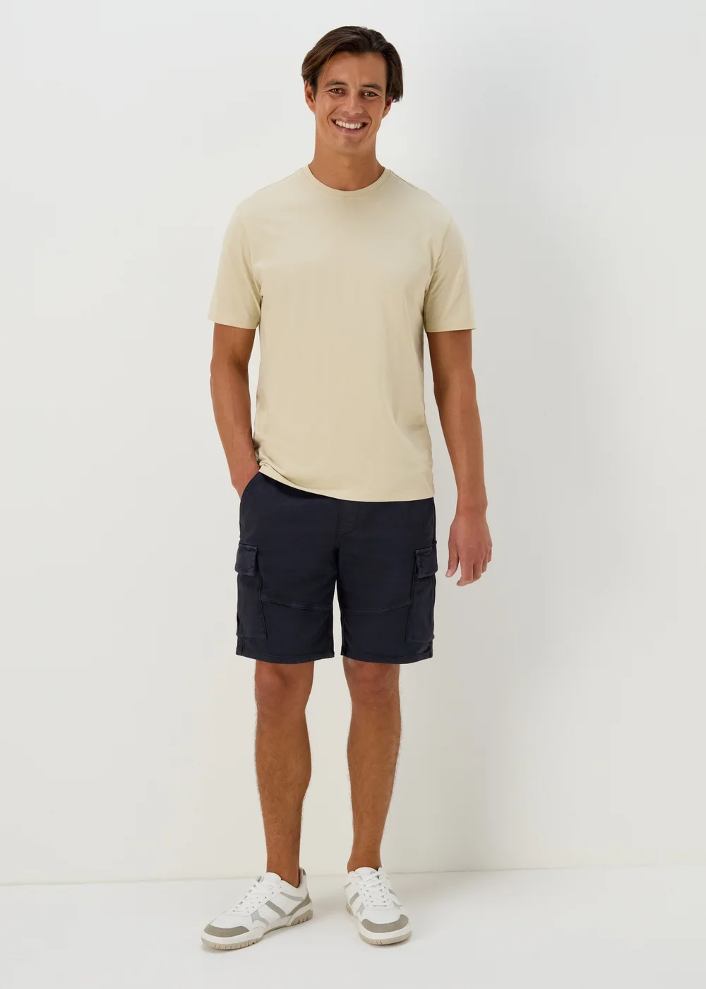 Navy Knitted Cargo Shorts - S Image 4