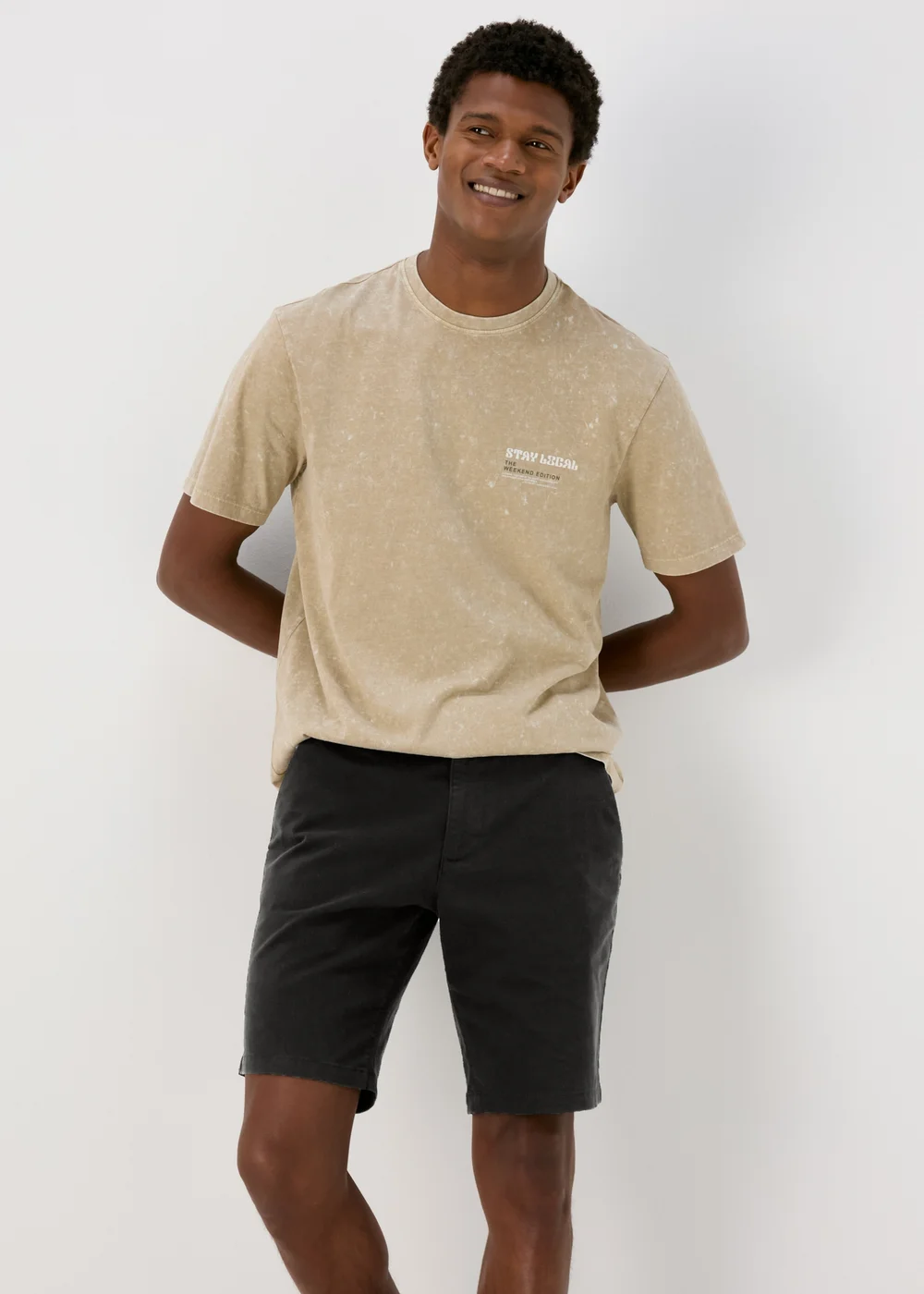 Black Straight Fit Chino Shorts - 30 Image 4