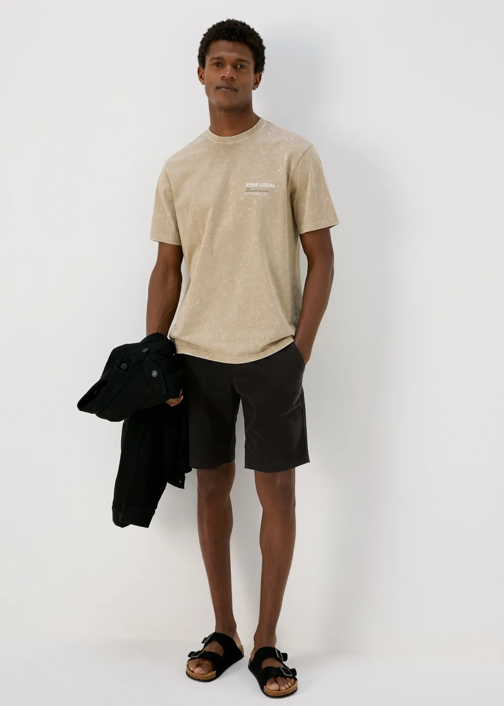 Black Straight Fit Chino Shorts - 30 Image 1