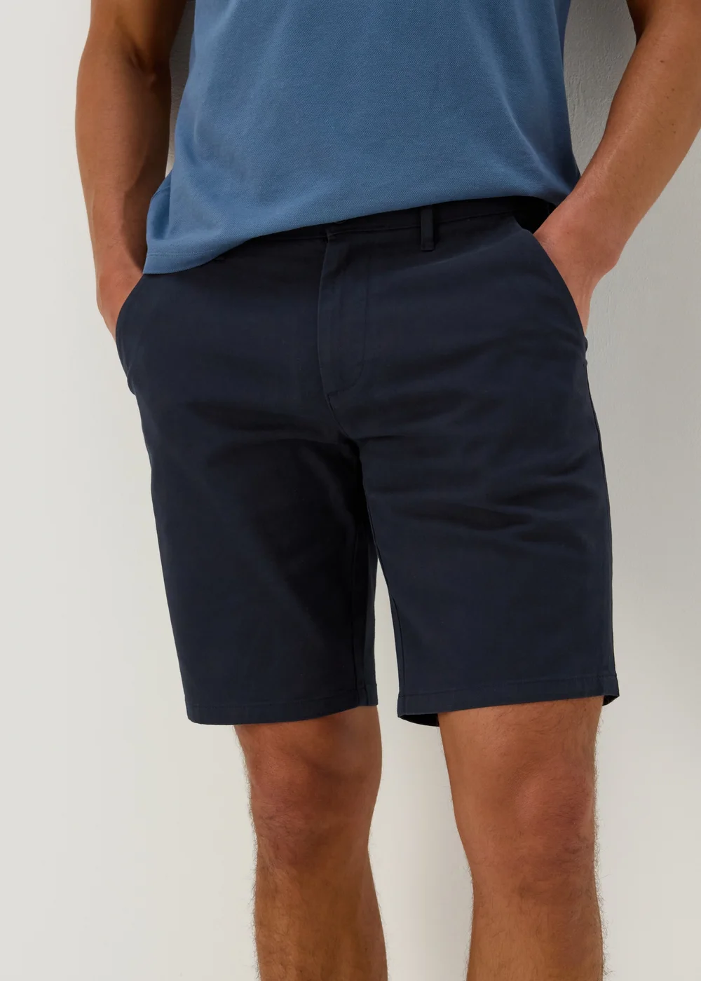 Navy Straight Fit Chino Shorts - 30 Image 3