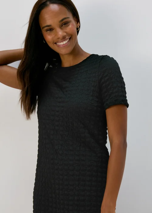 Black Hyper Textured Mini Dress - 8 Image 3