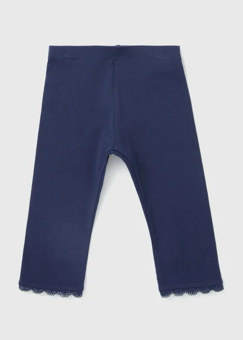 Girls Navy Lace Trims Leggings (1-7yrs) - 1 half year to 2 Image 1