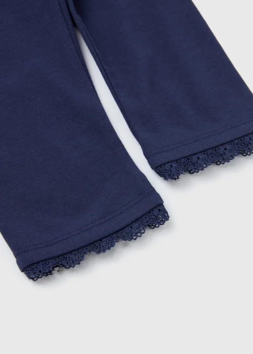 Girls Navy Lace Trims Leggings (1-7yrs) - 1 half year to 2 Image 2
