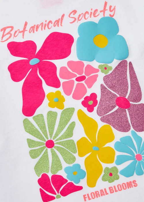 Girls White "Botanical Society" Slogan Flower T-Shirt (7-13yrs) - Age 7 Years Image 2
