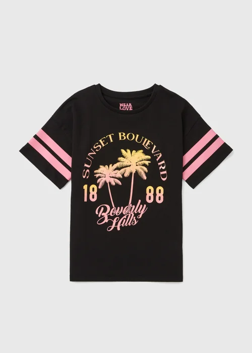 Girls Black Beverly Hills T-Shirt (7-13yrs) - Age 7 Years Image 1