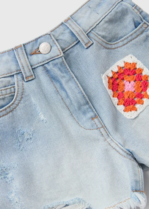 Girls Denim Crochet Patch Shorts (7-13yrs) - 8 Yrs Image 2