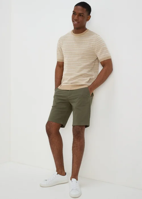 Khaki Straight Fit Chino Shorts - 30 Image 4