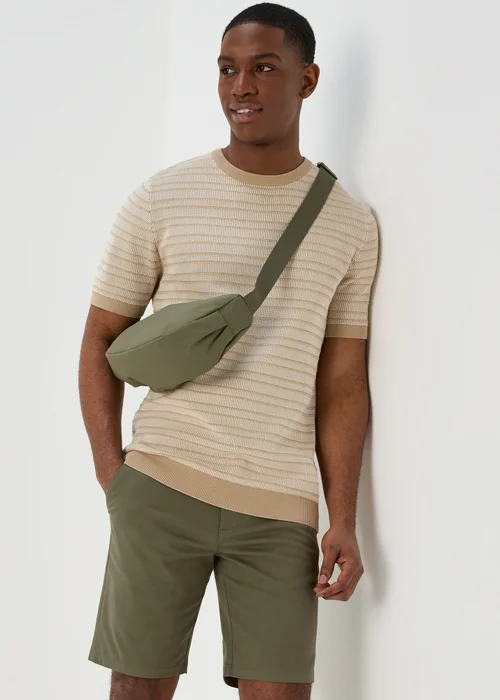 Khaki Straight Fit Chino Shorts - 30 Image 1
