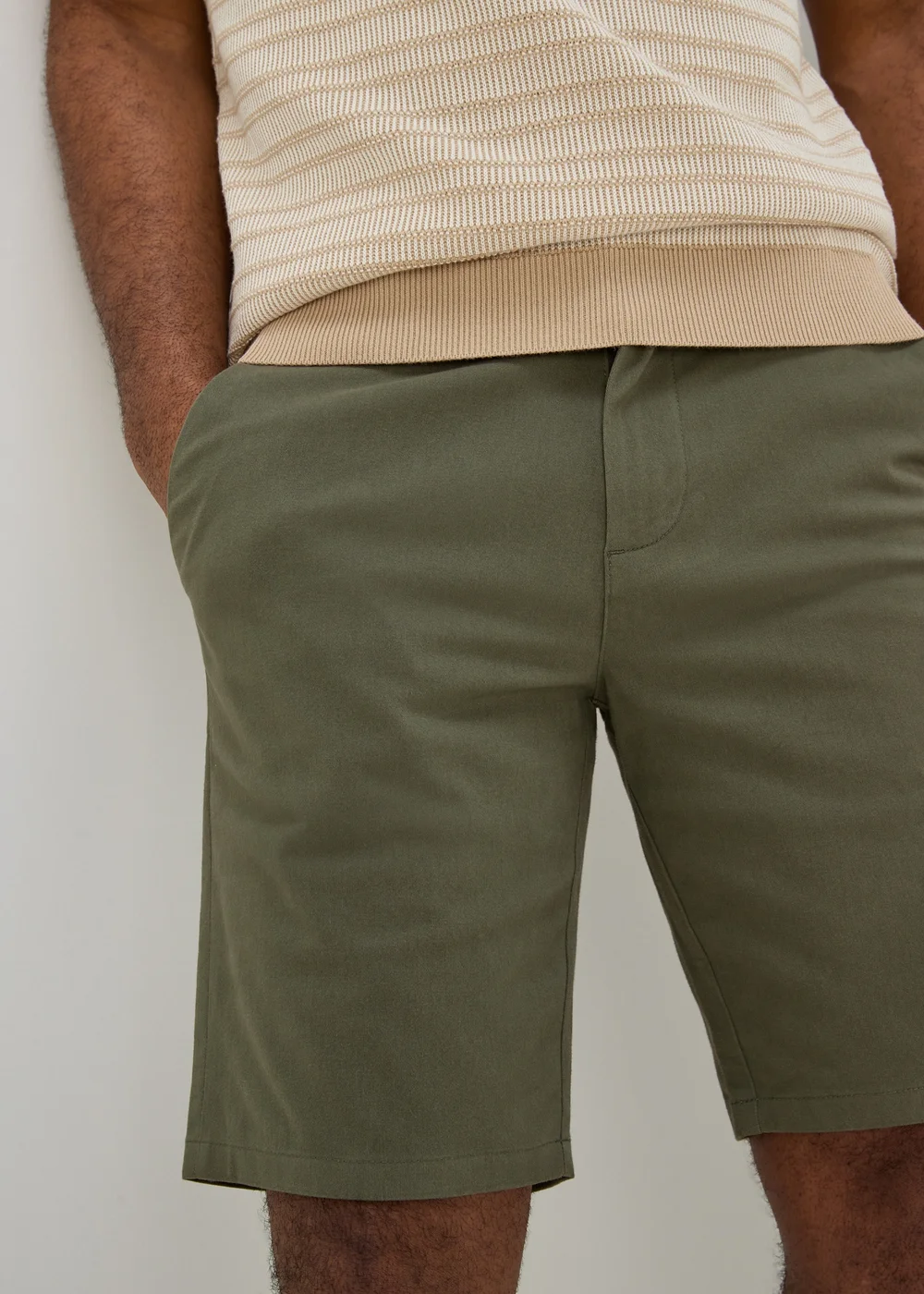 Khaki Straight Fit Chino Shorts - 30 Image 3