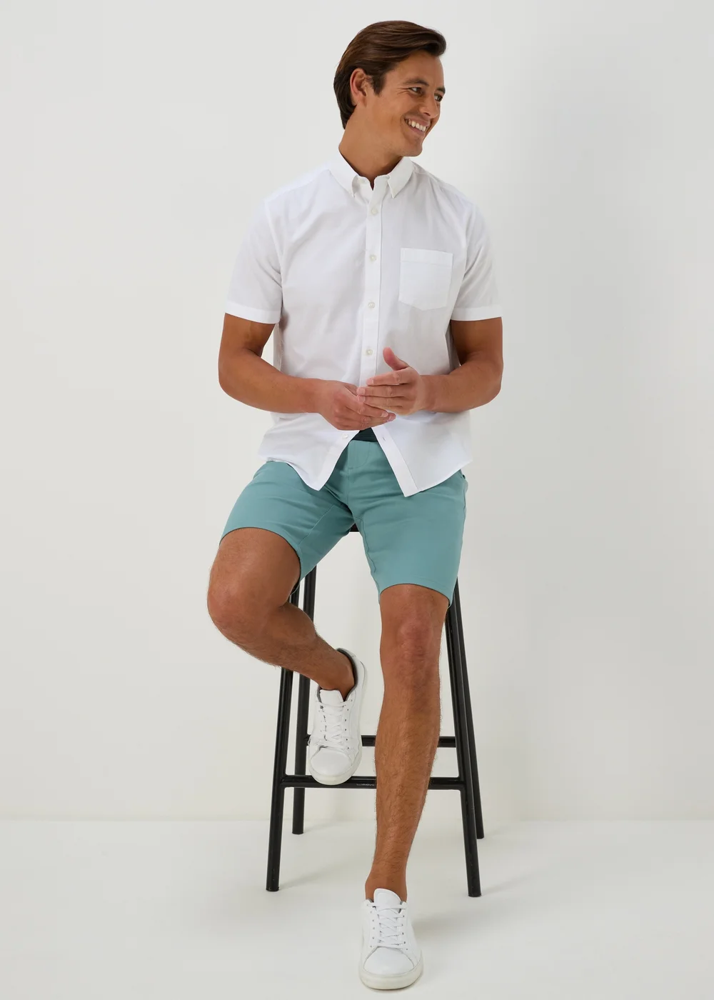 Teal Straight Fit Chino Shorts - 30 Image 4