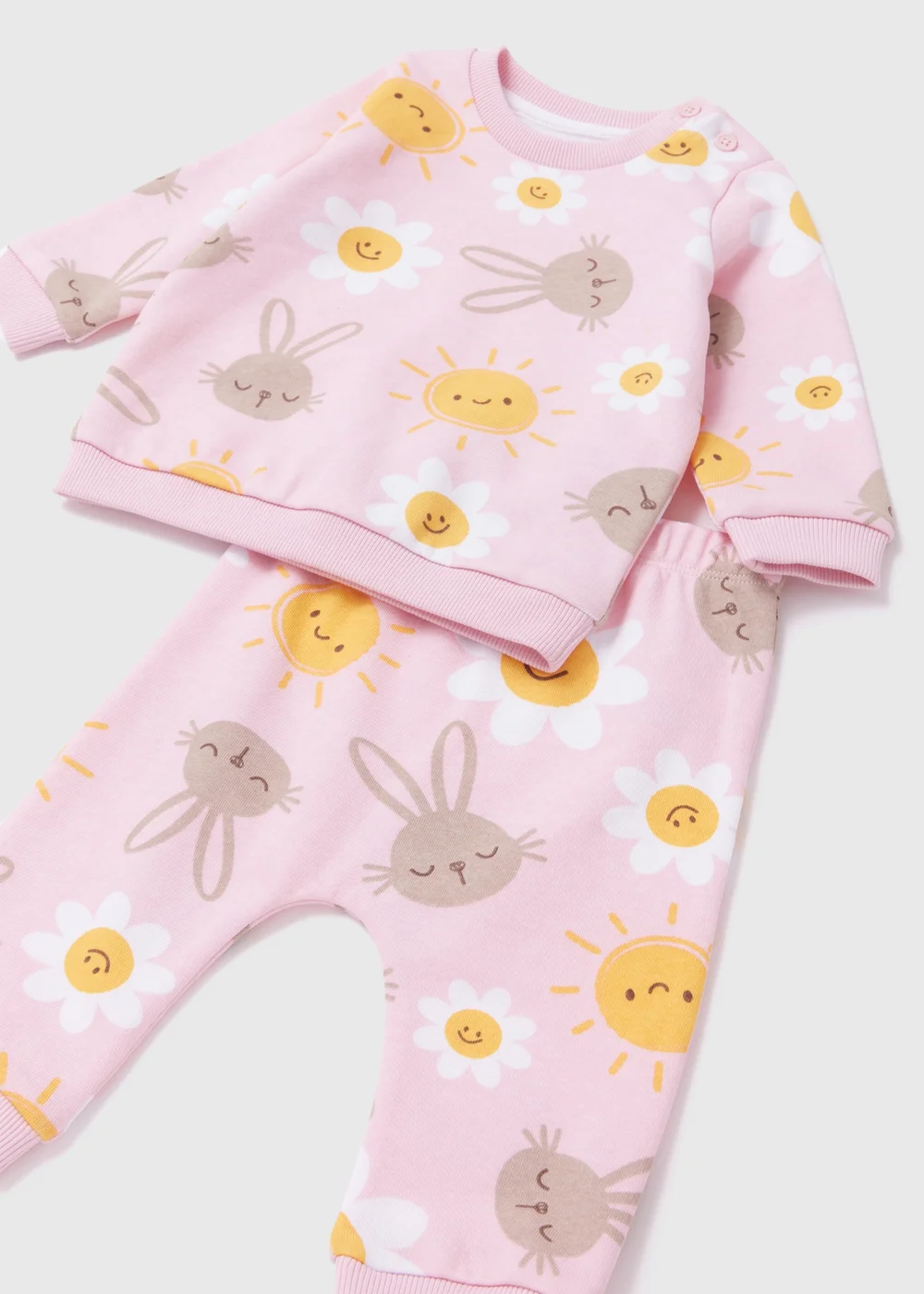 Girls Pink Daisy Sweatshirt & Joggers Set (Newborn-23mths) - 0-3 months Image 2