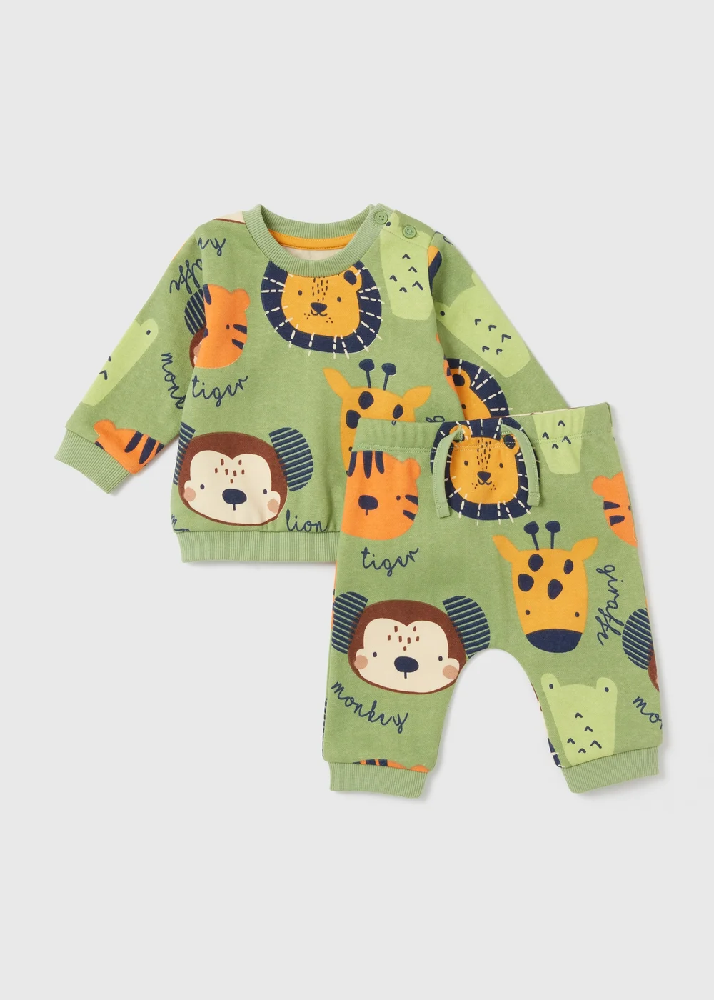 Baby Green Jungle Sweatshirt & joggers Set (Newborn-23mths) - 0-3 months Image 1