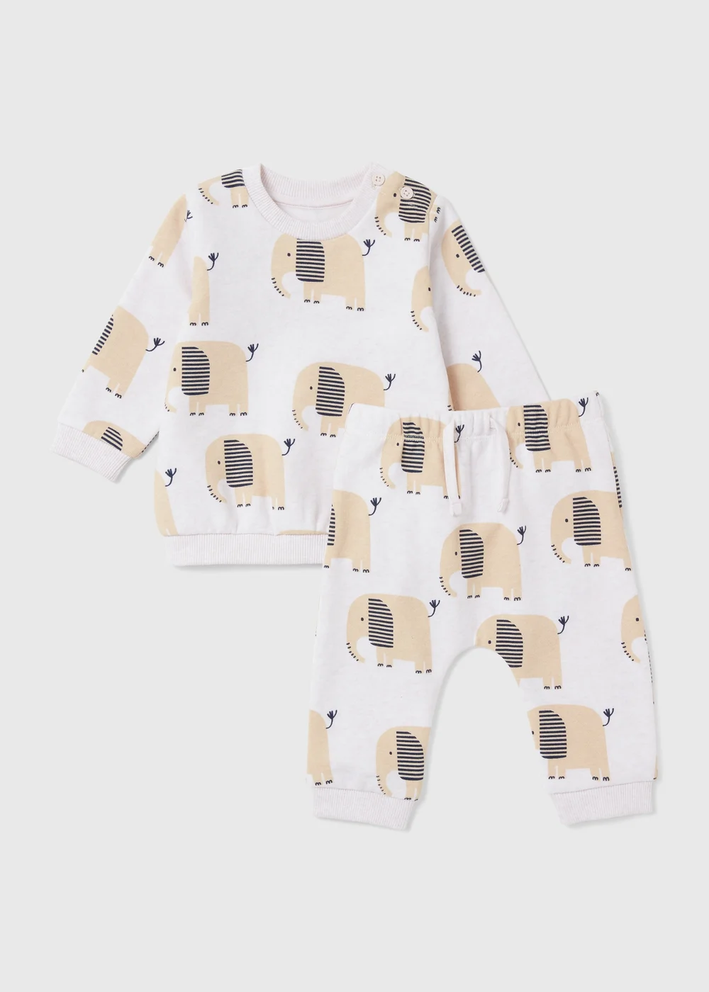 Baby Oatmeal Elephant Sweatshirt Set (0-23mths) - 0-3 months Image 1