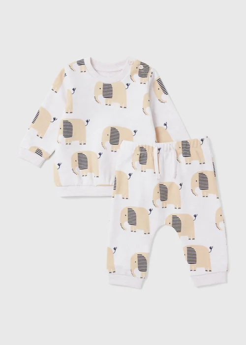 Baby Oatmeal Elephant Sweatshirt Set (0-23mths) - 0-3 months Image 1