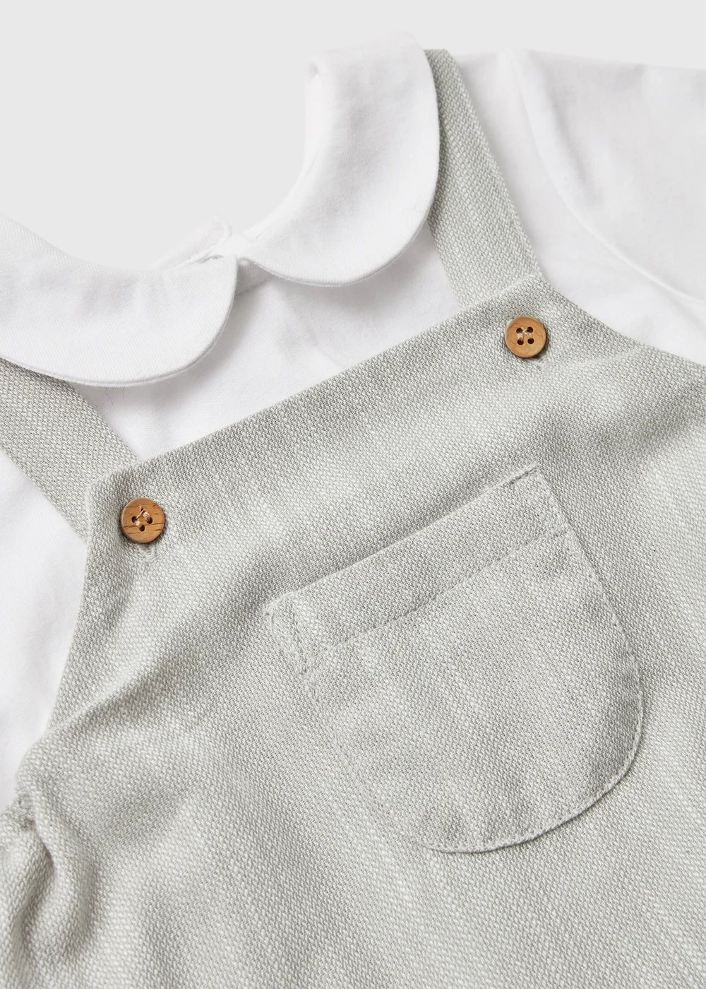 Baby Grey Smart Collar Dungaree Set (Newborn-23mths) - 0-3 months Image 2