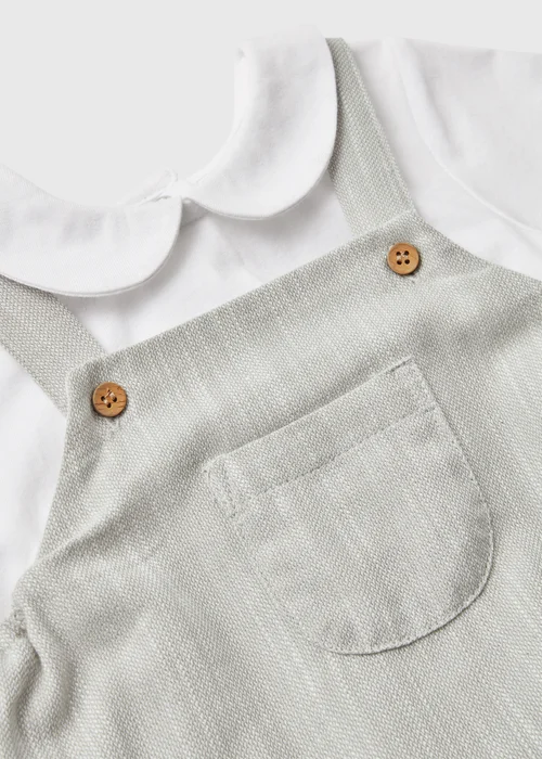 Baby Grey Smart Collar Dungaree Set (Newborn-23mths) - 0-3 months Image 2