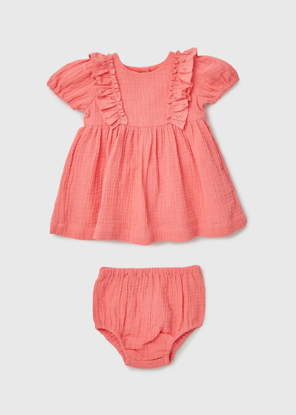 Girls Pink Schifley Dress & Knickers Set (Newborn-23mths) - 0-3 months Image 1