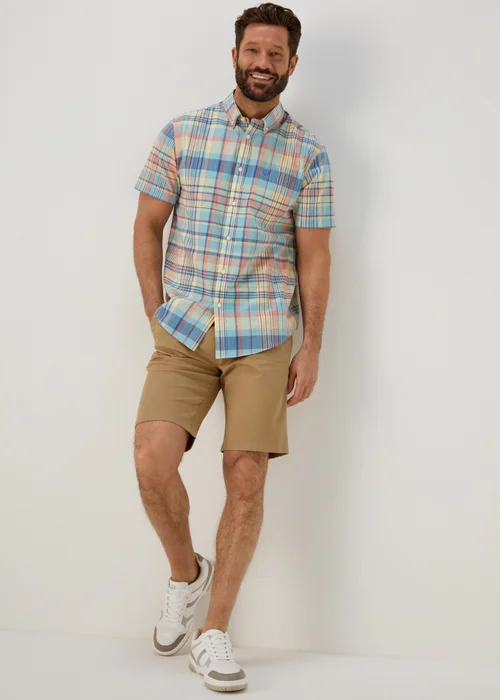Lincoln Peach Madras Check Shirt - S Image 4