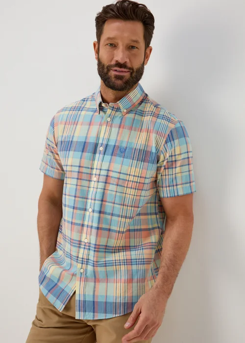 Lincoln Peach Madras Check Shirt - S Image 1