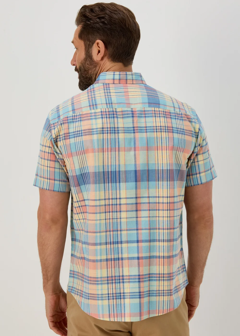 Lincoln Peach Madras Check Shirt - S Image 3