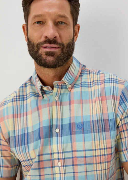 Lincoln Peach Madras Check Shirt - S Image 2