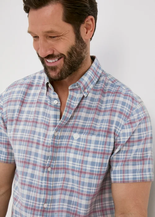 Lincoln Blue Check Textured Shirt - S Image 3