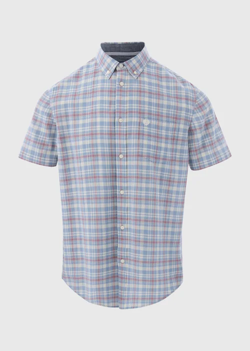Lincoln Blue Check Textured Shirt - S Image 5