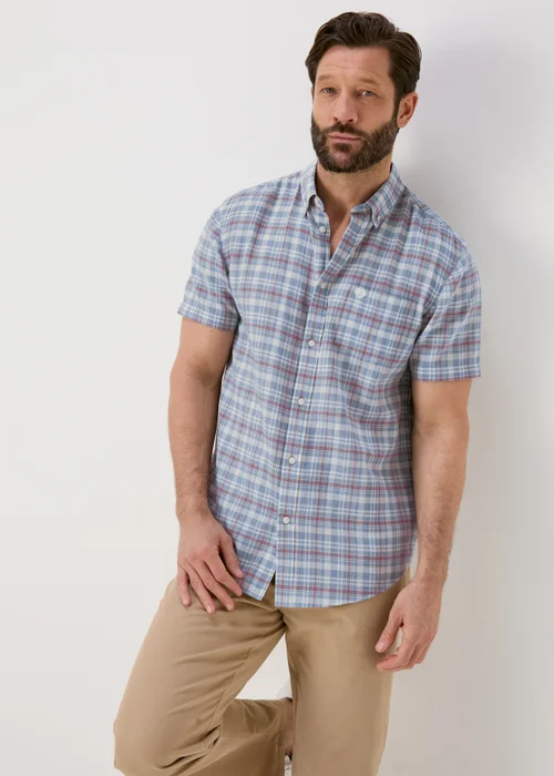 Lincoln Blue Check Textured Shirt - S Image 1