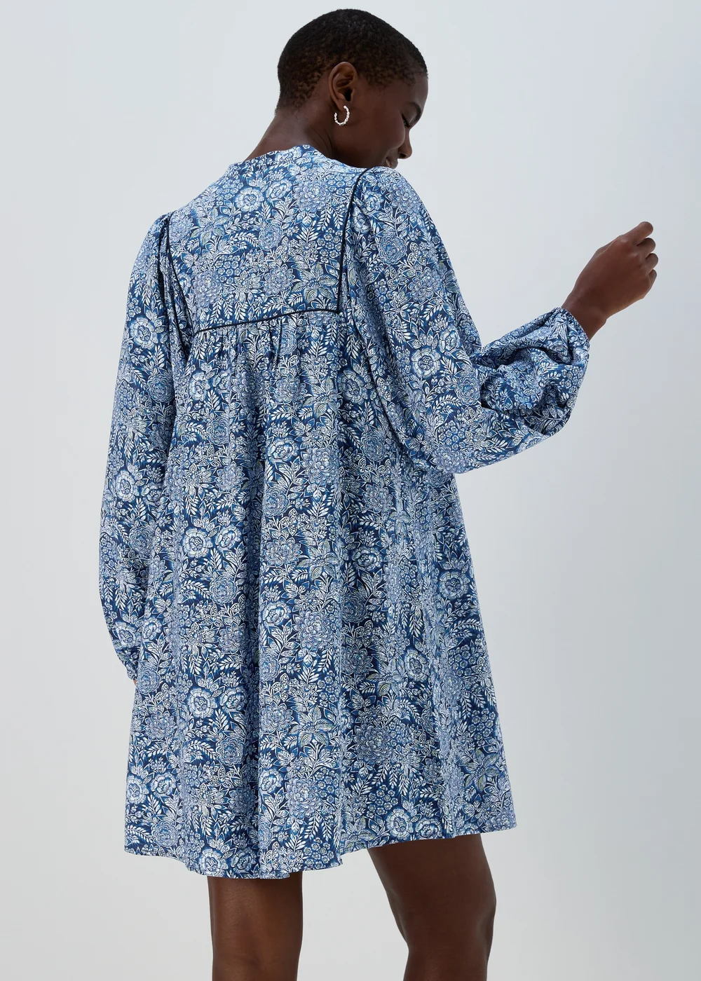 Blue Floral Airflow Boho Mini Dress - 8 Image 2