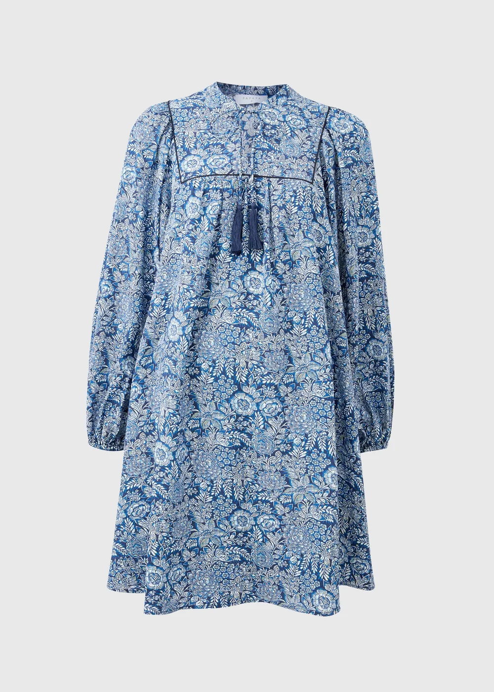Blue Floral Airflow Boho Mini Dress - 8 Image 1