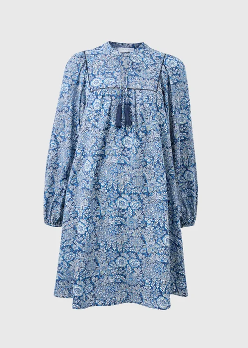 Blue Floral Airflow Boho Mini Dress - 8 Image 1
