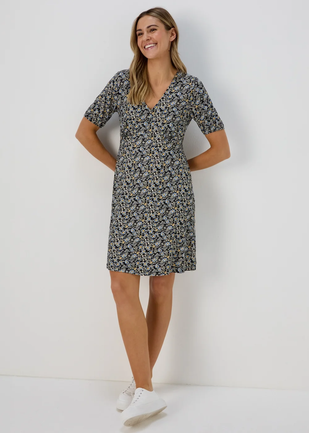 Blue Floral Supersoft Mini Dress - 8 Image 1