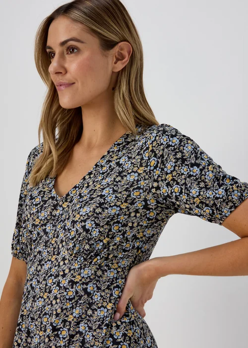 Blue Floral Supersoft Mini Dress - 8 Image 3