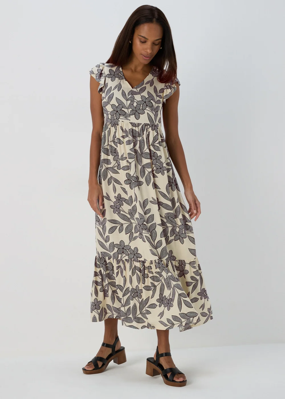 Stone Linen Midi Shirt Dress - 8 Image 1