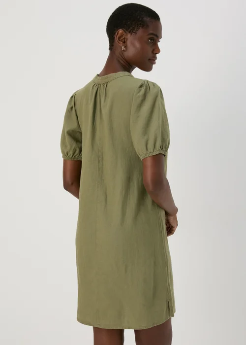 Khaki Solid Basic Linen Mini Dress - 8 Image 2