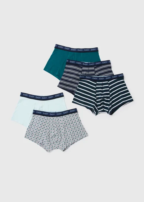 Easy 5 Pack Blue Diamond Geo Print Boxers - XS Image 1