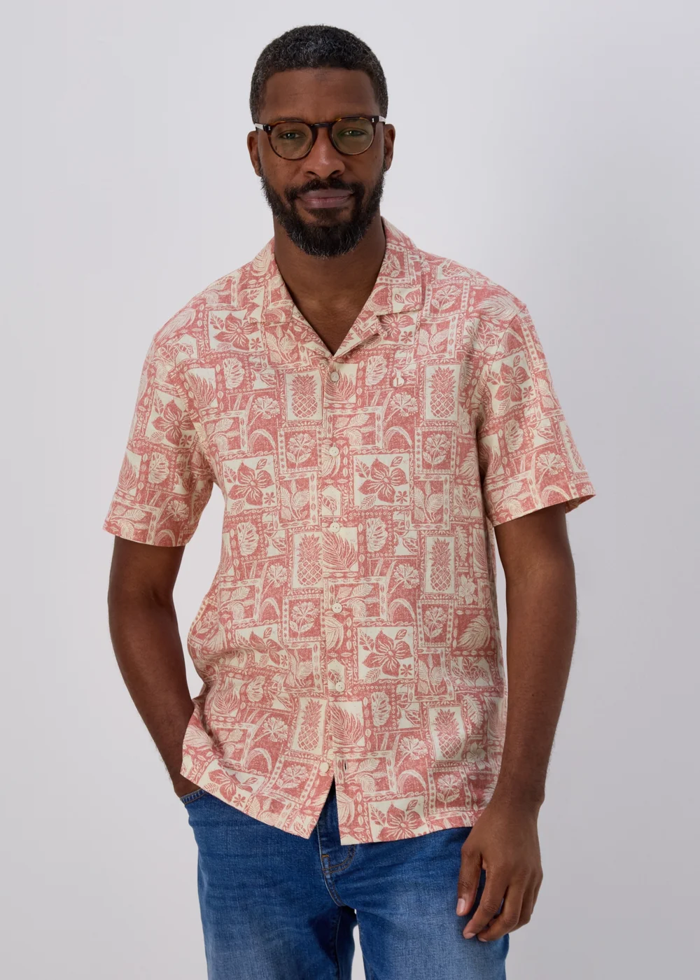 Lincoln Pink Slub Print Shirt - S Image 1