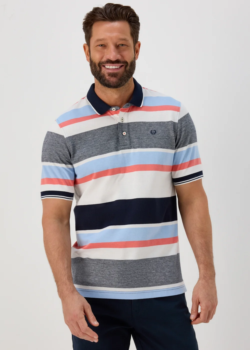 Lincoln Grey Stripe Polo Shirt - S Image 1