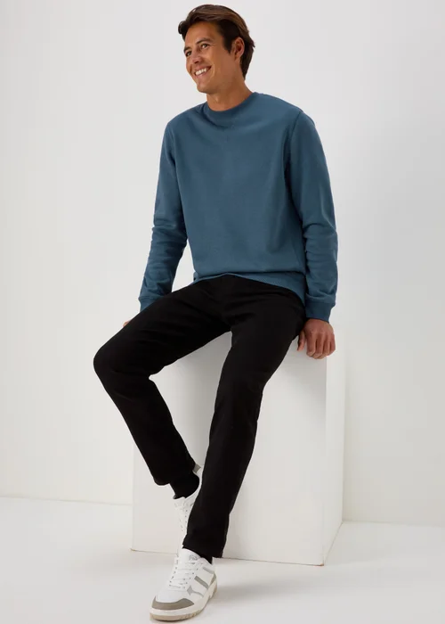 Blue Essential Crew Neck Sweatshirt - Small Image 4
