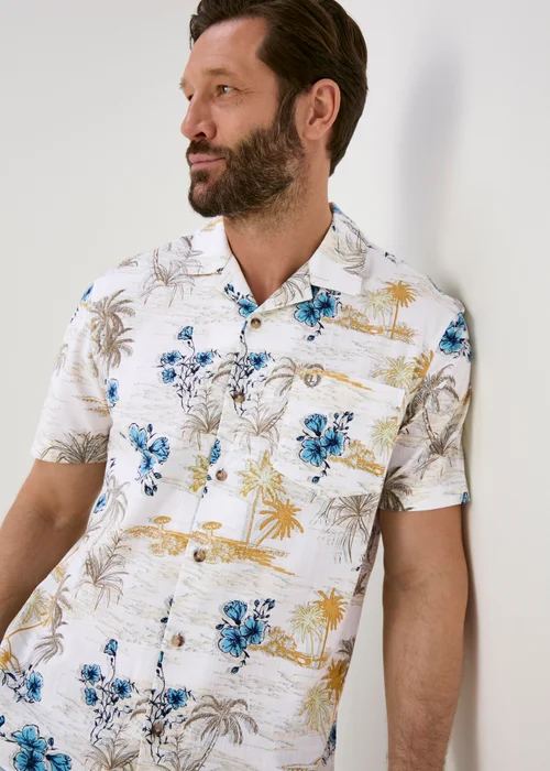 Lincoln Ecru Island Print Shirt - S Image 3