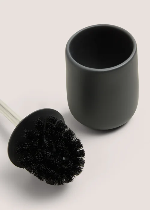 Black Modern Ceramic Toilet Brush Image 2
