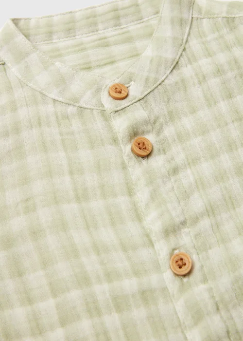 Baby Green Grandad Collar Top & Shorts Set (Newborn-23mths) - Age 6 - 9 Months Image 2