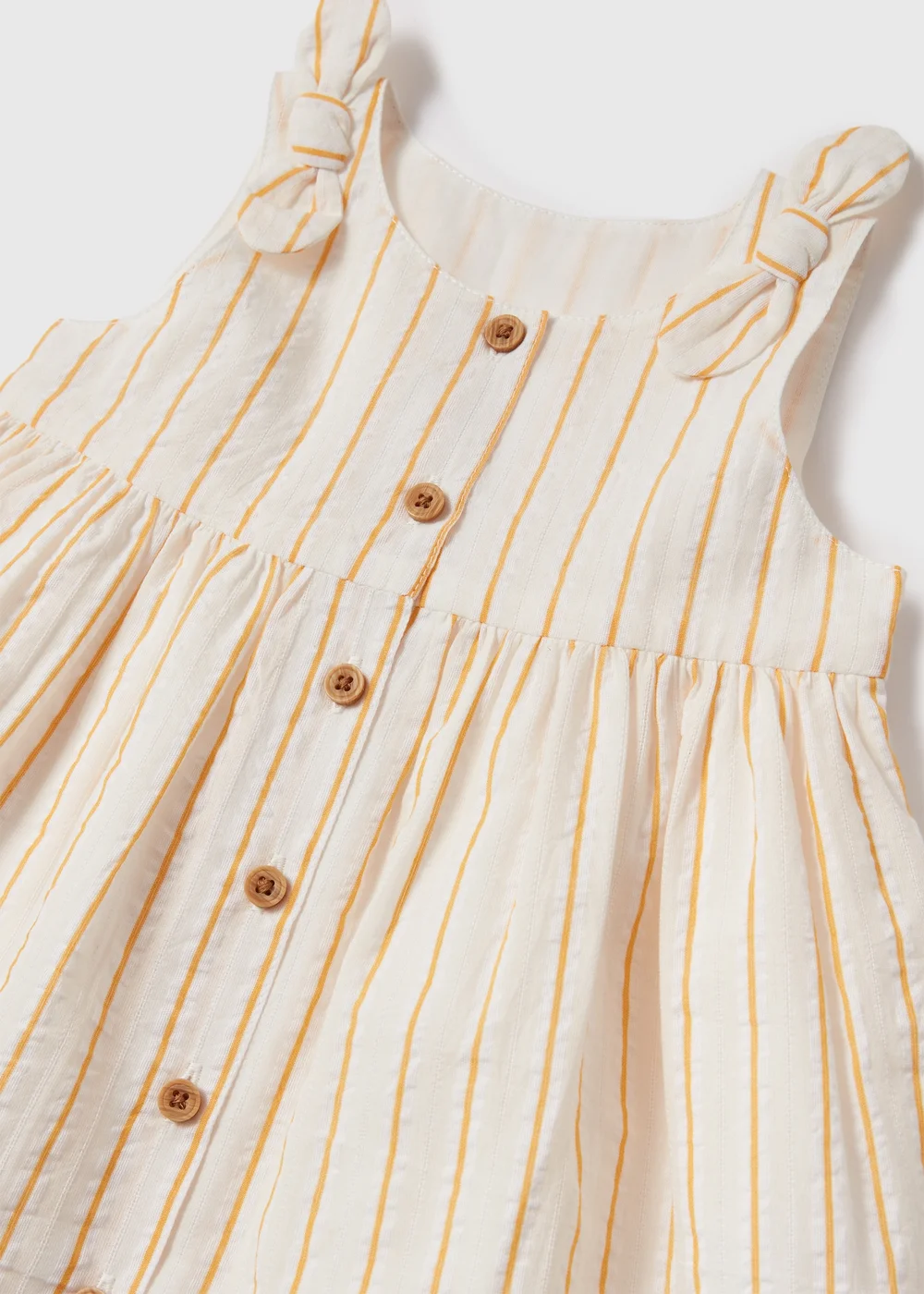 Girls Cream Stripe Dress (Newborn-23mths) - 0-3 months Image 2