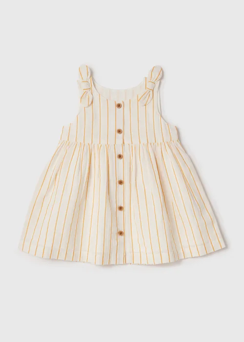 Girls Cream Stripe Dress (Newborn-23mths) - 0-3 months Image 1