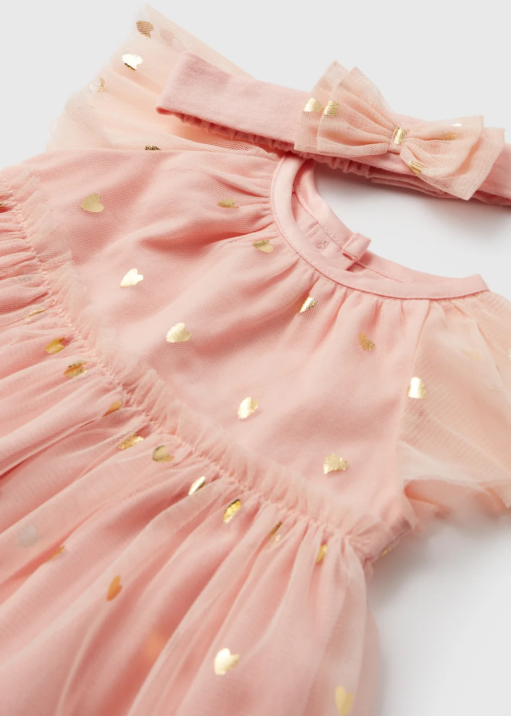 Girls Pink Chiffon Occasion Dress And Headband Set (Newborn-18mths) - 0-3 months Image 2