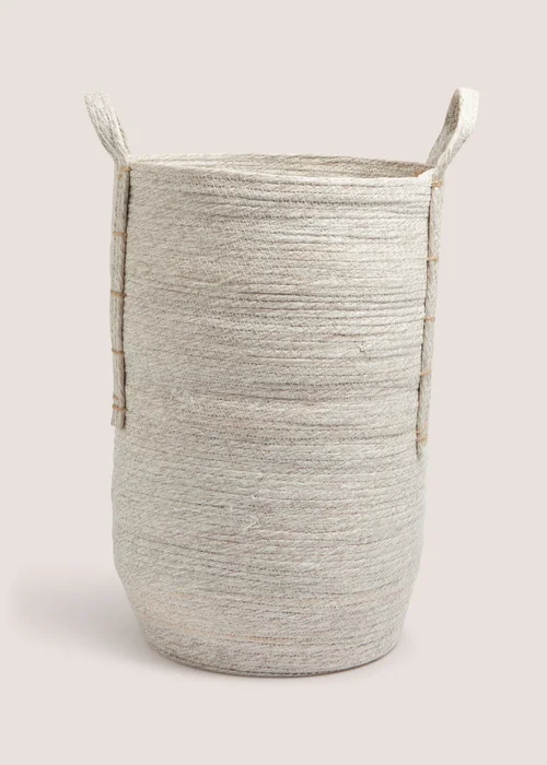 White Wash Laundry Basket (31x31x50cm) Image 1